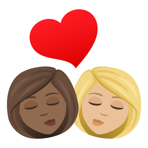 Поцелуй: женщина женщина темный тон кожи светлый тон кожи для JoyPixels 9.0