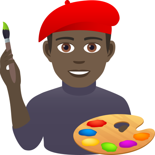 Чоловік-художник: дуже темний тон шкіри для JoyPixels 9.0