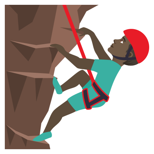 Чоловік піднімається по скелі: дуже темний тон шкіри для JoyPixels 9.0