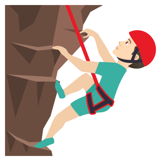 Мужчина взбирается по скале: очень светлый тон кожи для JoyPixels 9.0