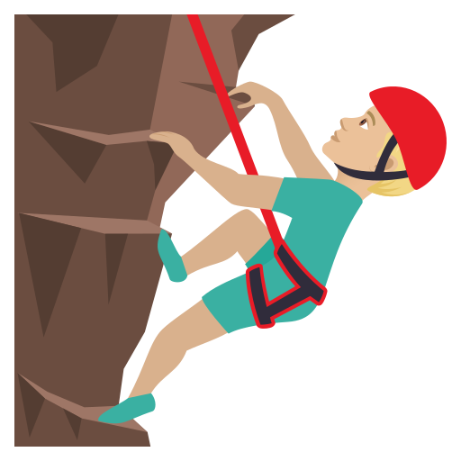 Чоловік піднімається по скелі: світлий тон шкіри для JoyPixels 9.0