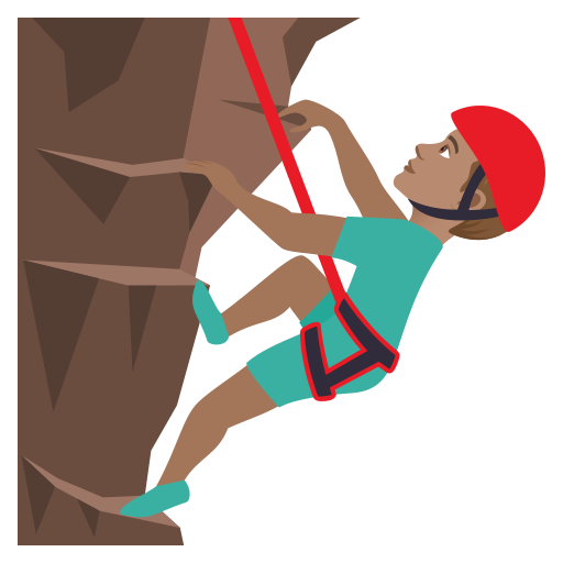 Чоловік піднімається по скелі: середній тон шкіри для JoyPixels 9.0