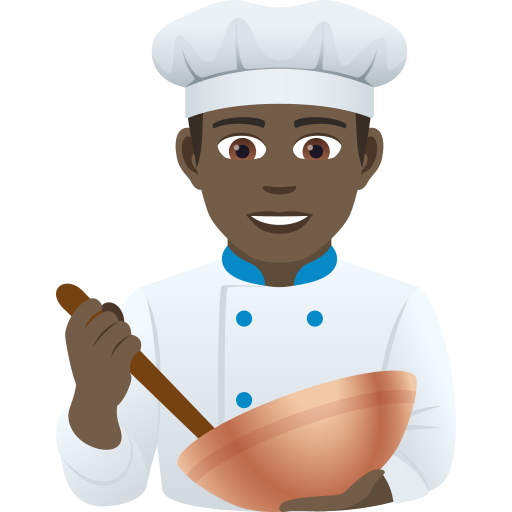 Мужчина-повар: очень темный тон кожи для JoyPixels 9.0