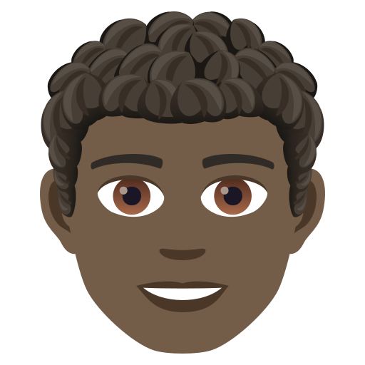 Чоловік: дуже темний тон шкіри кучеряве волосся для JoyPixels 9.0