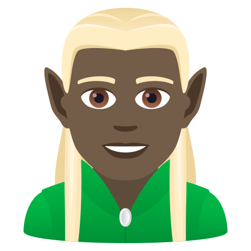 Мужчина-эльф: очень темный тон кожи для JoyPixels 9.0