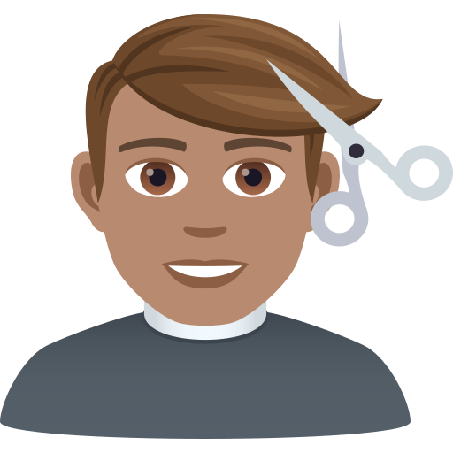 Мужчина у парикмахера: средний тон кожи для JoyPixels 9.0