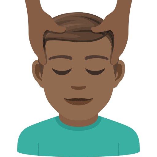 Чоловікові масажують обличчя: темний тон шкіри для JoyPixels 9.0