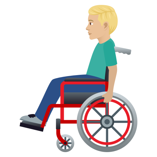 Чоловік в ручному кріслі-візку: світлий тон шкіри для JoyPixels 9.0