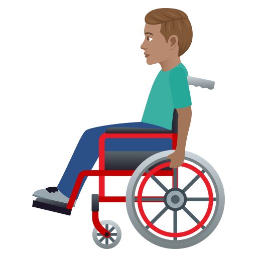 Мужчина в ручном кресле-коляске: средний тон кожи для JoyPixels 9.0