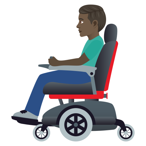 Чоловік в електричному кріслі-колясці: дуже темний тон шкіри для JoyPixels 9.0