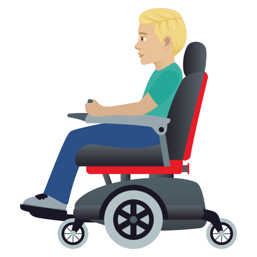 Чоловік в електричному кріслі-візку: світлий тон шкіри для JoyPixels 9.0