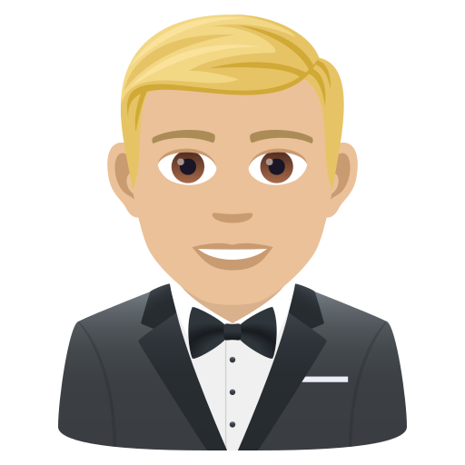 Мужчина в смокинге: светлый тон кожи для JoyPixels 9.0