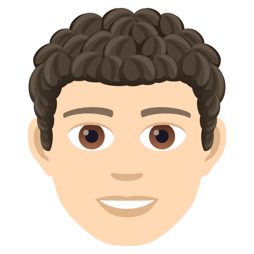 Чоловік: Дуже світлий тон шкіри кучеряве волосся для JoyPixels 9.0