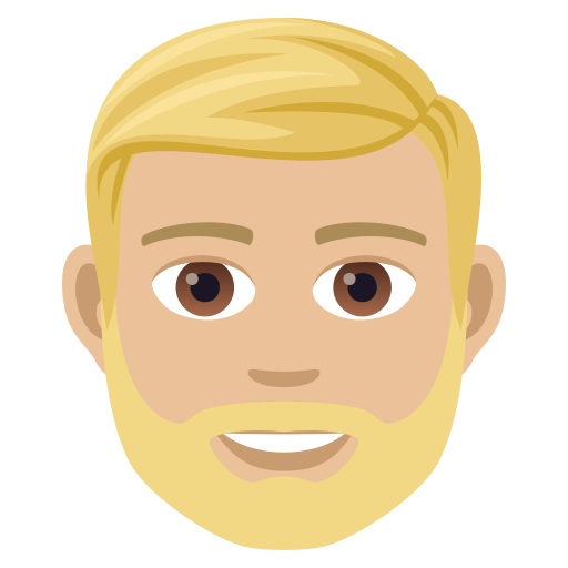 Бородатий чоловік: світлий тон шкіри для JoyPixels 9.0