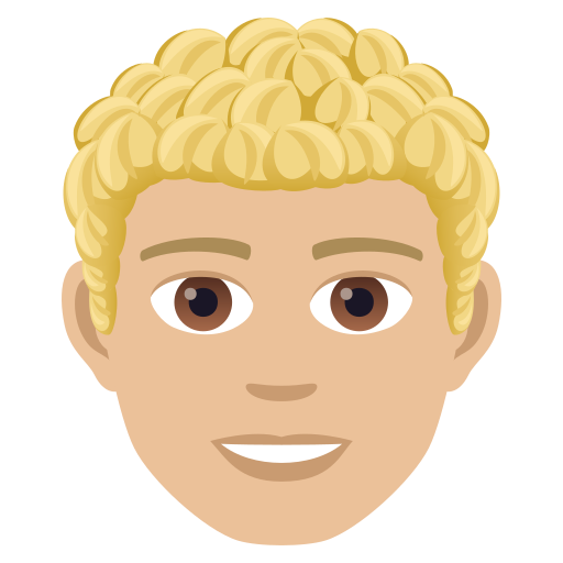 Чоловік: світлий тон шкіри кучеряве волосся для JoyPixels 9.0