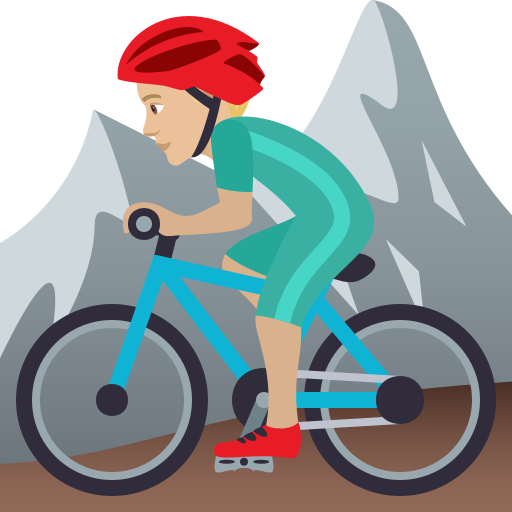 Мужчина на горном велосипеде: светлый тон кожи для JoyPixels 9.0
