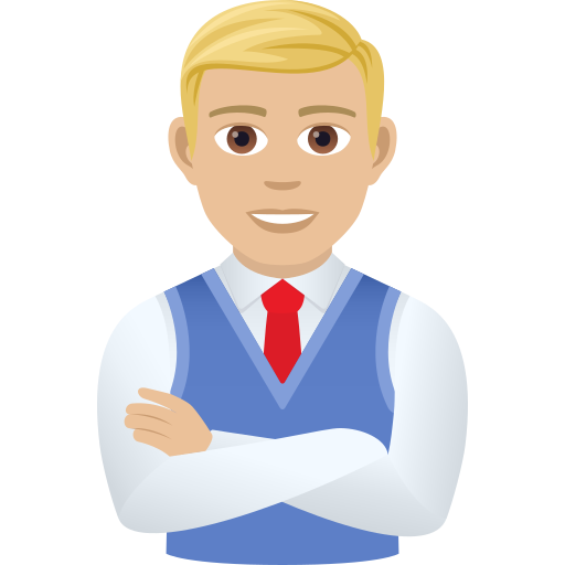 Офісний працівник-чоловік: світлий тон шкіри для JoyPixels 9.0