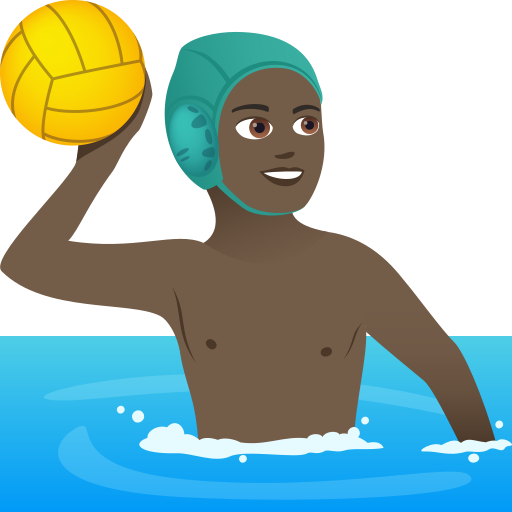 Чоловік грає у водне поло: дуже темний тон шкіри для JoyPixels 9.0