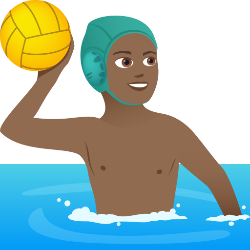 Чоловік грає у водне поло: темний тон шкіри для JoyPixels 9.0