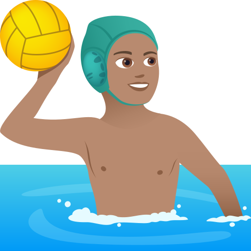 Мужчина играет в водное поло: средний тон кожи для JoyPixels 9.0