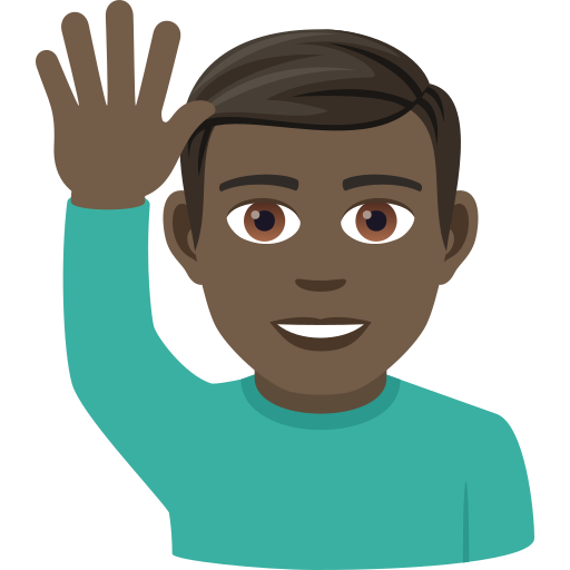 Чоловік з піднятою рукою: дуже темний тон шкіри для JoyPixels 9.0