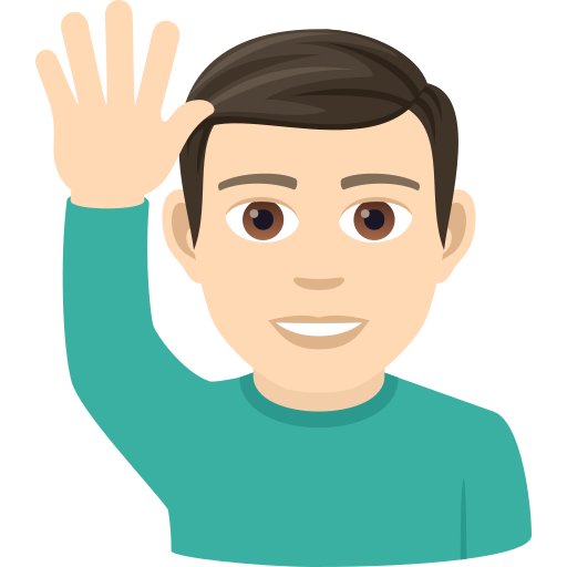 Мужчина с поднятой рукой: очень светлый тон кожи для JoyPixels 9.0