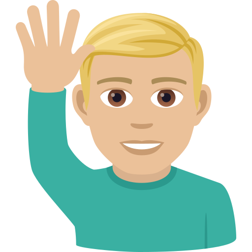 Чоловік з піднятою рукою: світлий тон шкіри для JoyPixels 9.0