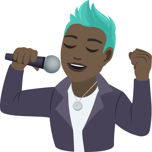 Мужчина-певец: очень темный тон кожи для JoyPixels 9.0