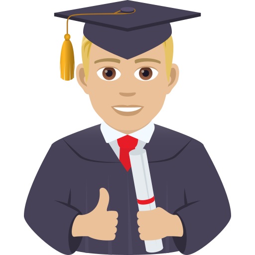 Студент: світлий тон шкіри для JoyPixels 9.0