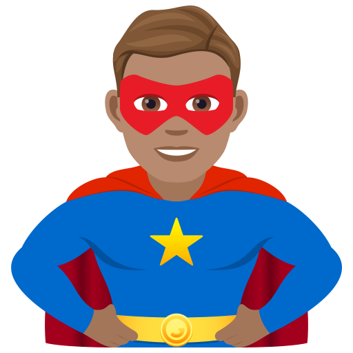 Мужчина-супергерой: средний тон кожи для JoyPixels 9.0