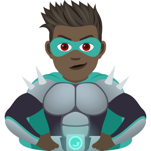 Чоловік-суперлиходій: дуже темний тон шкіри для JoyPixels 9.0