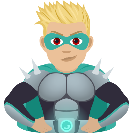 Чоловік-суперлиходій: світлий тон шкіри для JoyPixels 9.0