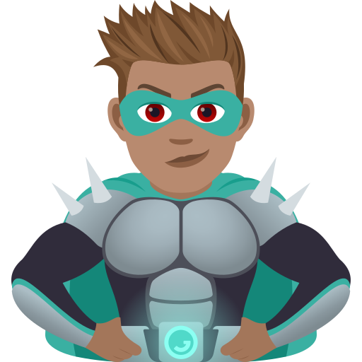 Чоловік-суперлиходій: середній тон шкіри для JoyPixels 9.0