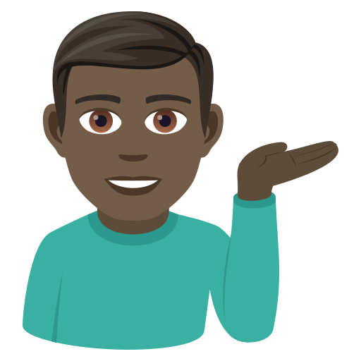 Мужчина тянет руку: очень темный тон кожи для JoyPixels 9.0