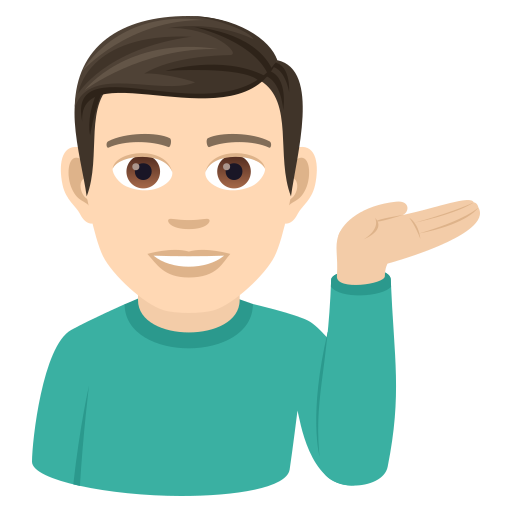 Мужчина тянет руку: очень светлый тон кожи для JoyPixels 9.0