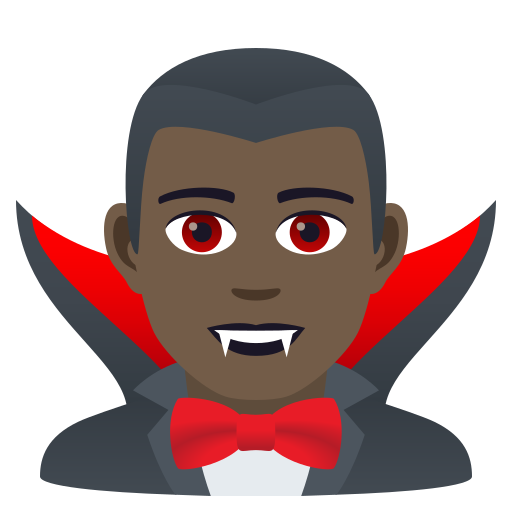 Мужчина-вампир: очень темный тон кожи для JoyPixels 9.0