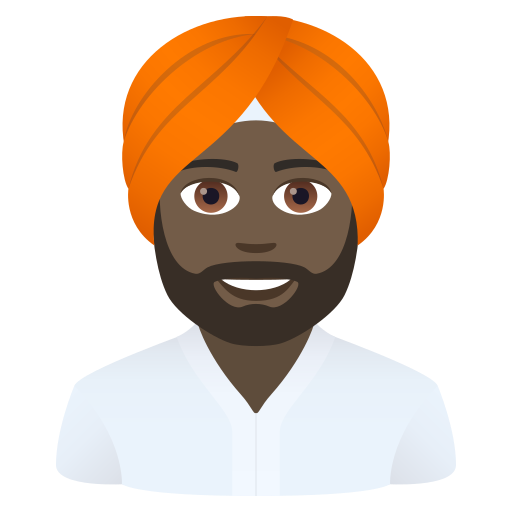 Мужчина в тюрбане: очень темный тон кожи для JoyPixels 9.0