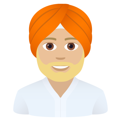 Чоловік у тюрбані: світлий тон шкіри для JoyPixels 9.0