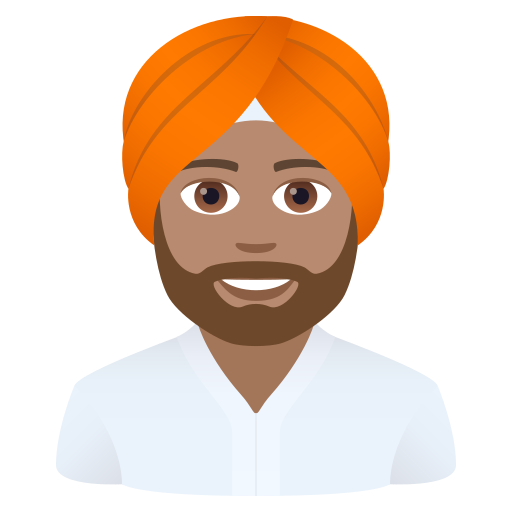 Мужчина в тюрбане: средний тон кожи для JoyPixels 9.0