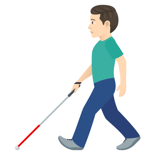 Мужчина с тростью для ходьбы: очень светлый тон кожи для JoyPixels 9.0