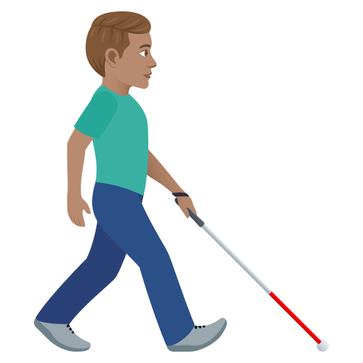 Мужчина с белой тростью смотрит вправо: средний тон кожи для JoyPixels 9.0