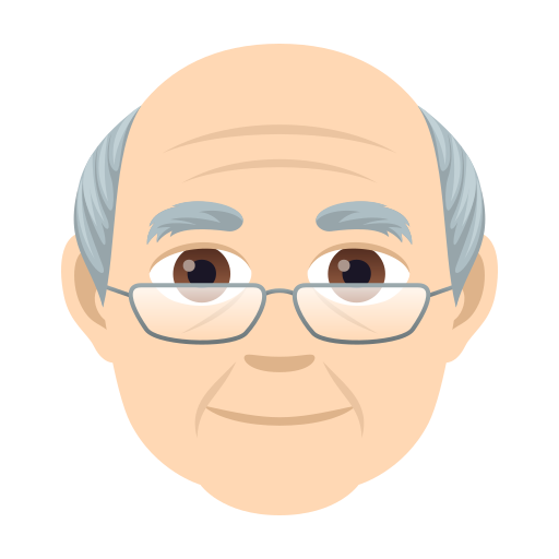 Літній чоловік: Дуже світлий тон шкіри для JoyPixels 9.0