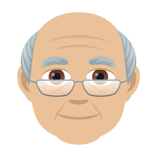 Літній чоловік: світлий тон шкіри для JoyPixels 9.0