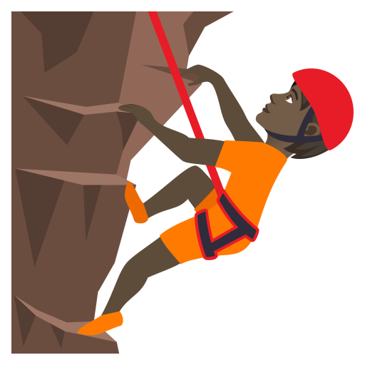 Людина піднімається по скелі: дуже темний тон шкіри для JoyPixels 9.0