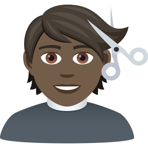 Человек у парикмахера: очень темный тон кожи для JoyPixels 9.0