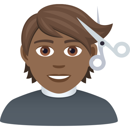 Людина у перукаря: темний тон шкіри для JoyPixels 9.0