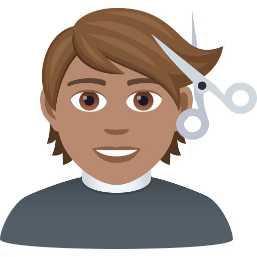 Людина у перукаря: середній тон шкіри для JoyPixels 9.0