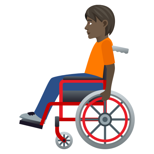 Человек в кресле-коляске с ручным приводом: очень темный тон кожи для JoyPixels 9.0