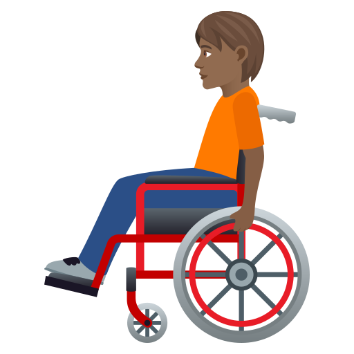 Человек в кресле-коляске с ручным приводом: темный тон кожи для JoyPixels 9.0