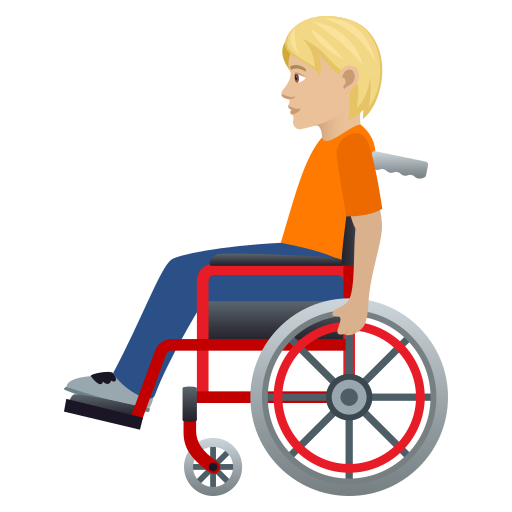 Людина в кріслі-візку з ручним приводом: світлий тон шкіри для JoyPixels 9.0